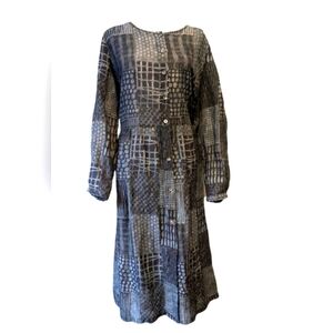 Gudrun Sjoden Sz M Oversized Linen blend Midi Buttondown Patchwork dress